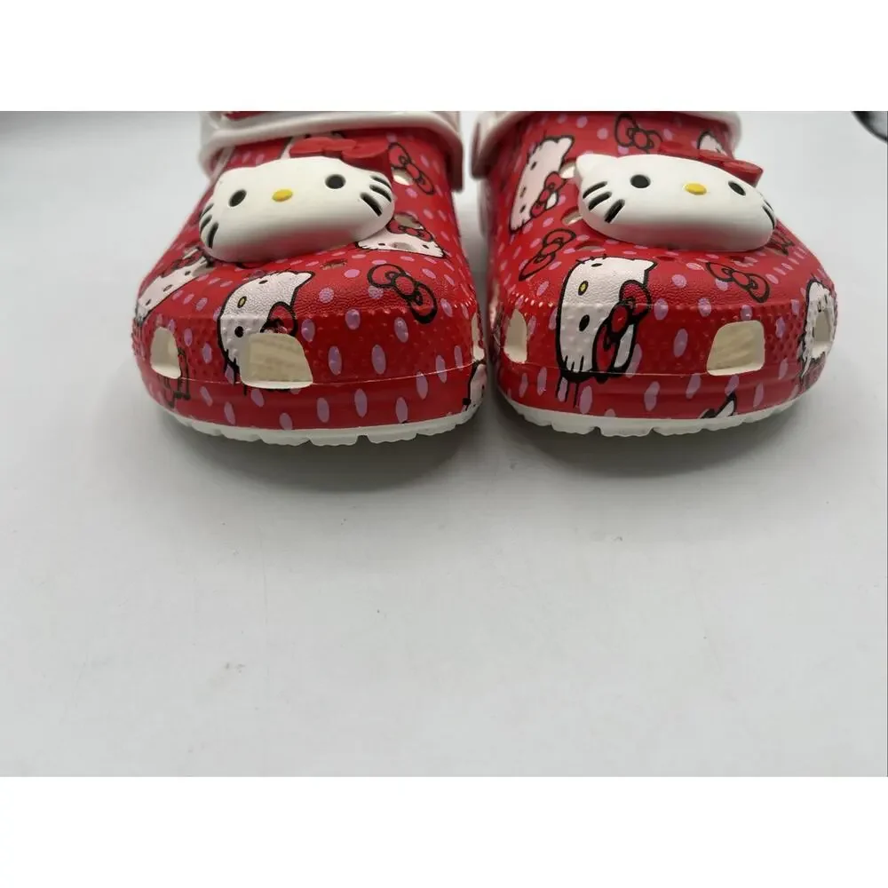 Hello Kitty Crocs Classic Clog Kids Children’s Size 2 Red White Sanrio Pre-owned